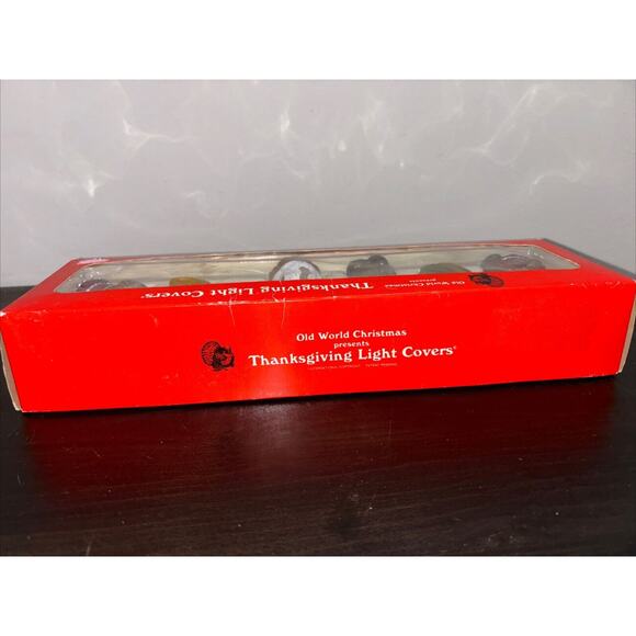 VTG Old World Christmas Thanksgiving Light Covers Set of 6 w/Box New Pilgrims - Picture 13 of 15